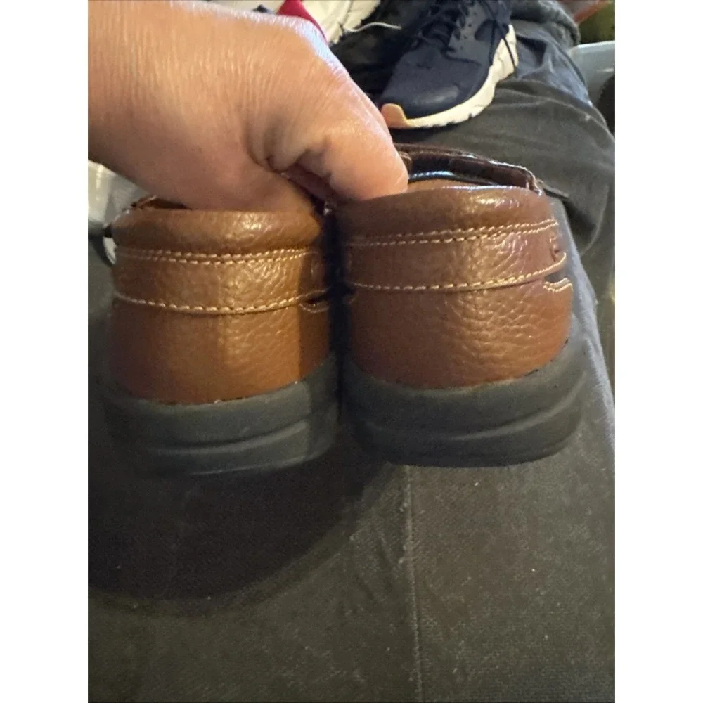 Dr Comfort Mike Casual Boat Shoes  Leather Hook and Loop Black Brown 11.5